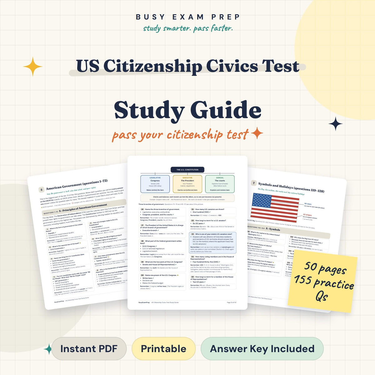 US Citizenship Test Study Guide digital cover