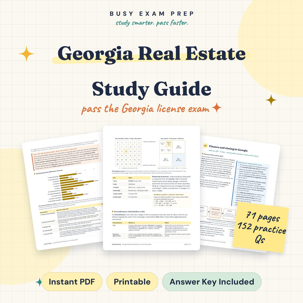 Georgia Real Estate salesperson digital study-guide cover, 71 pages