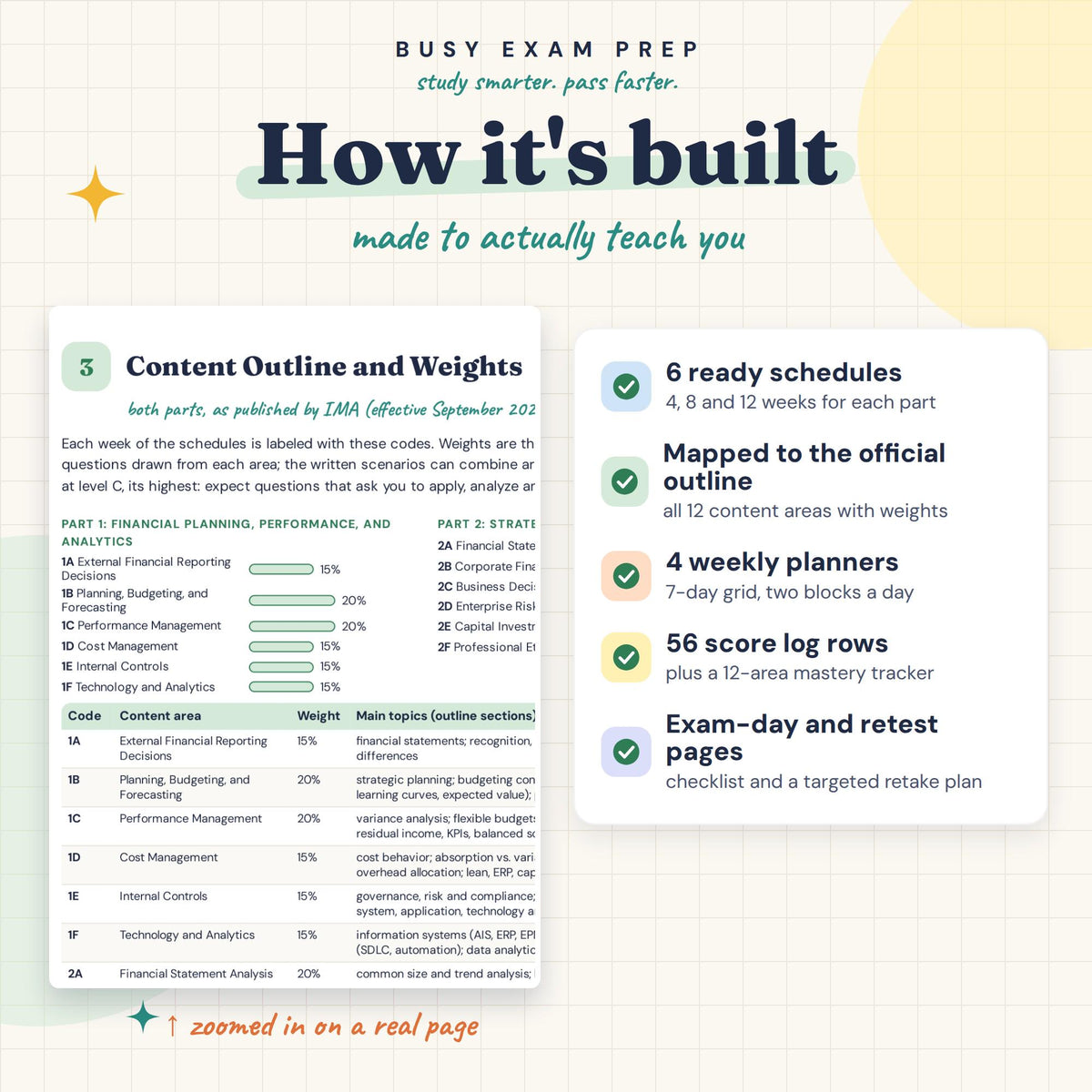 CMA planner schedules and tracking features