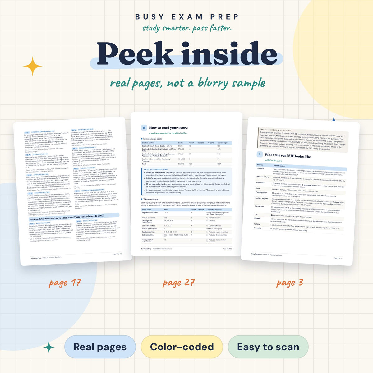 Preview pages from the SIE practice questions PDF