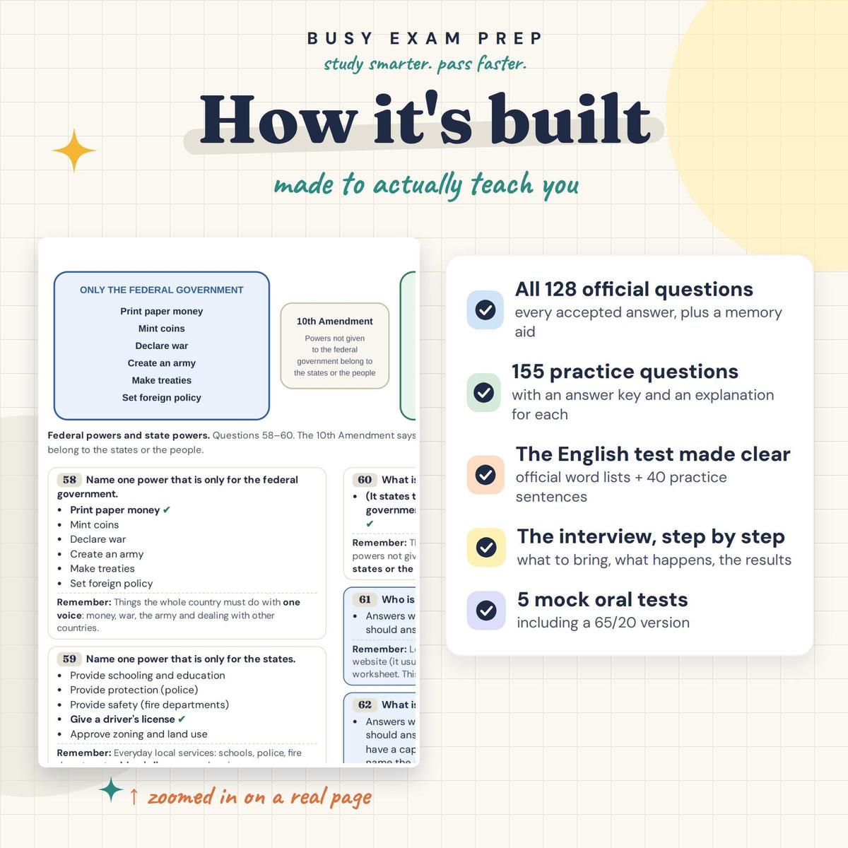 US Citizenship Test Study Guide learning features