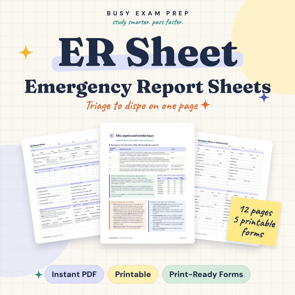 ER Nurse Report Sheet digital cover