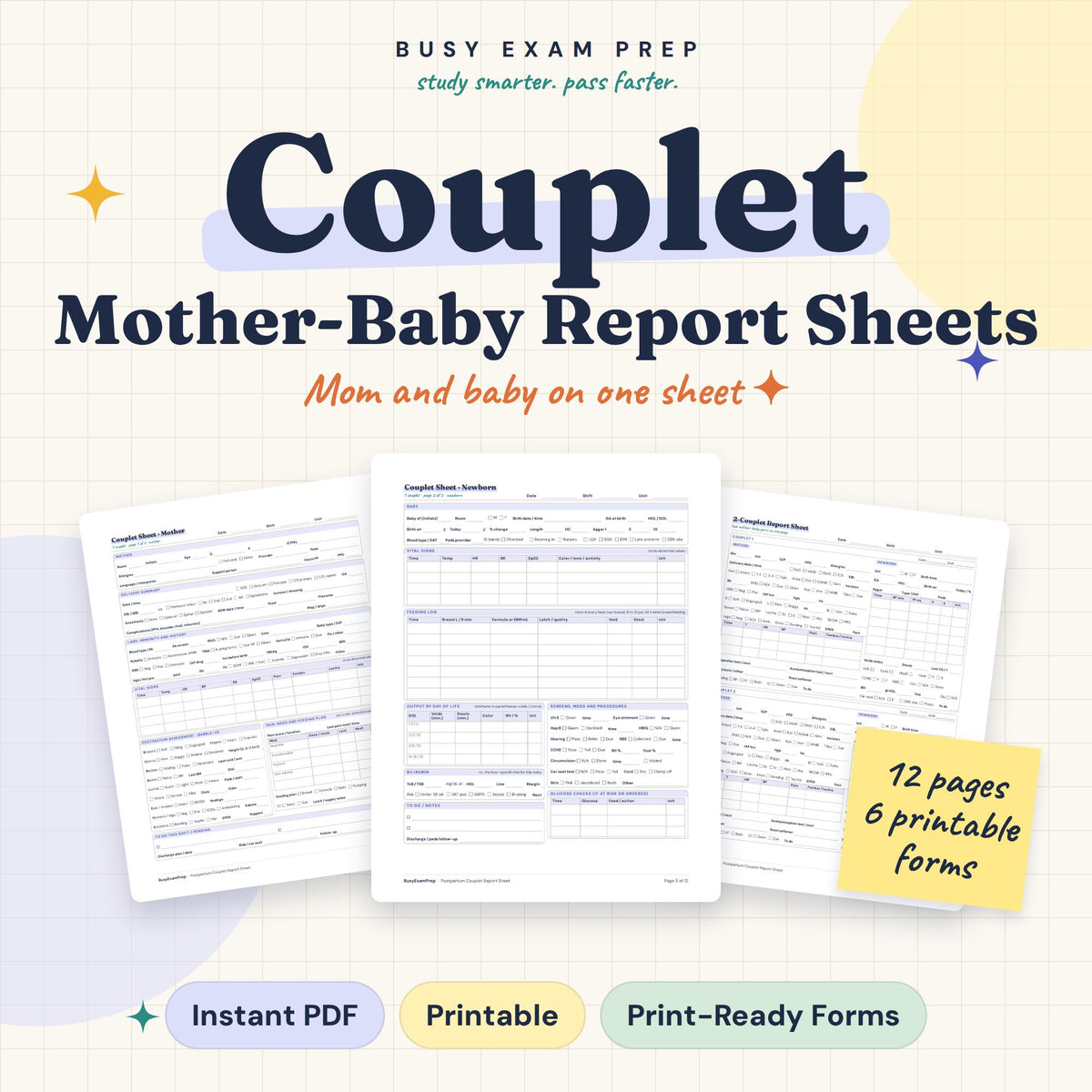 Postpartum Nurse Report Sheet digital cover