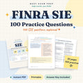 FINRA SIE Practice Questions cover showing 100 questions and 30 pages