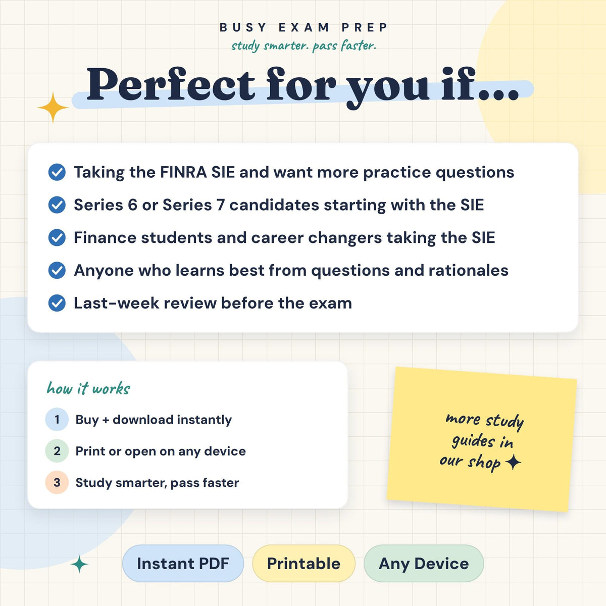 SIE practice workbook audience and digital download format